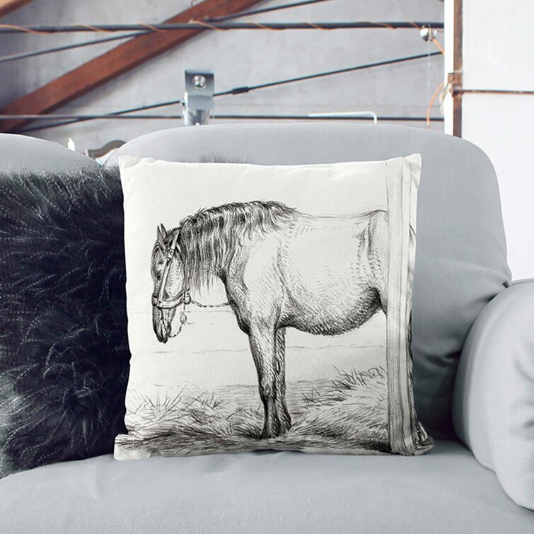 A Horse In A Stable Square Throw Cushion With Filling